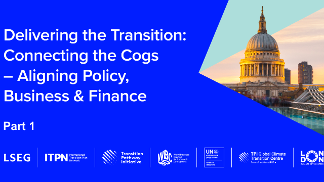 Delivering the Transition:  Connecting the Cogs Aligning Policy, Business & Finance - Part 1