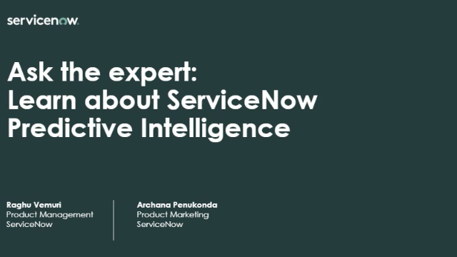 Ask the Expert: Predictive Intelligence